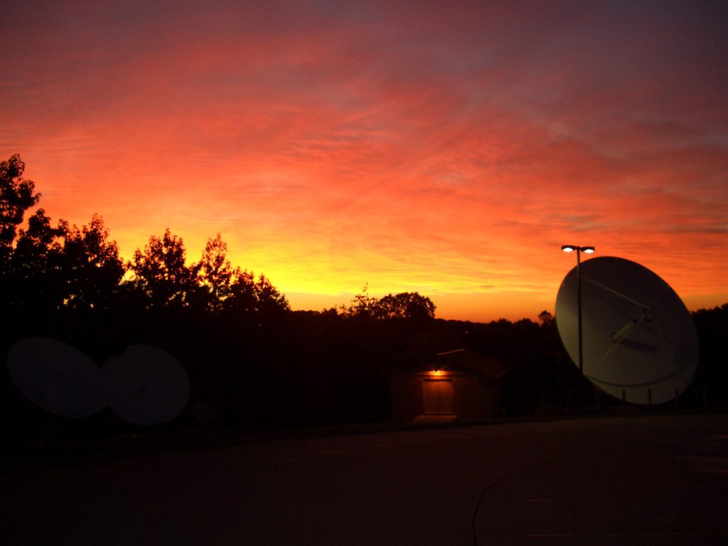 satellite dish sunrise